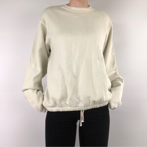 NWT Lady White Co Crew Neck Drawstring Sweatshirt‎ Cream USA Cotton